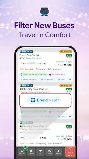 AbhiBus app interface screenshot 2 showing features