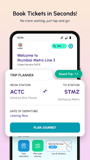 Mumbai Metro app interface screenshot 1 showing features