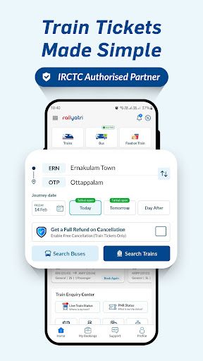 RailYatri app interface screenshot 1 showing features