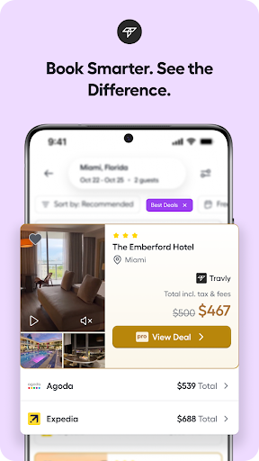 Travly app interface screenshot 1 showing features