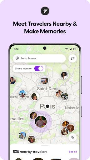 Travly app interface screenshot 5 showing features